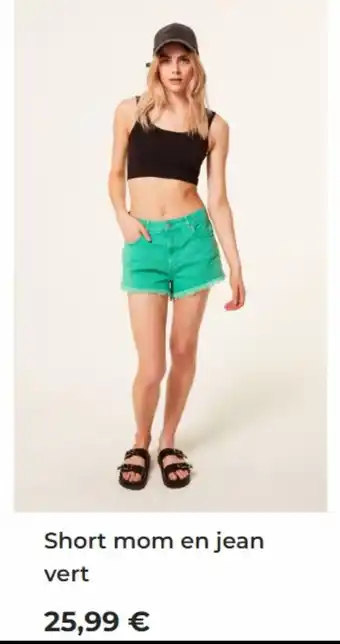 Short mom en jean vert