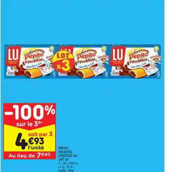 Leader Price Pépito pockitos chocolat au lait lu offre