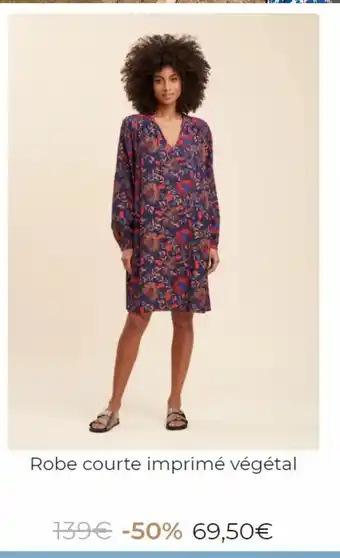 Robe courte imprimé végétal
