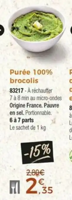 Thiriet Purée 100% brocolis offre