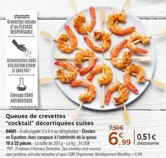 Thiriet Queues de crevettes "cocktail" décortiquées cuites offre