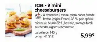 Thiriet 9 mini cheeseburgers offre