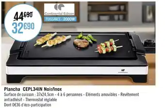 Casino Supermarchés Plancha CEPL34IN Noir/Inox offre