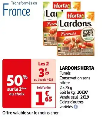 Auchan LARDONS HERTA Fumés offre