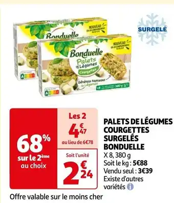 Auchan PALETS DE LÉGUMES COURGETTES SURGELÉS BONDUELLE X 8, 380 g offre