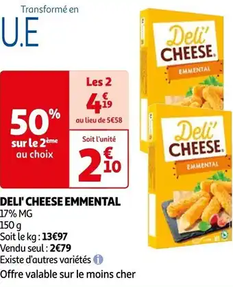 Auchan DELI' CHEESE EMMENTAL 17% MG offre