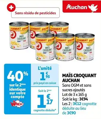 Auchan MAÏS CROQUANT AUCHAN offre
