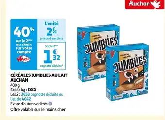 Auchan CÉRÉALES JUMBLIES AU LAIT AUCHAN offre