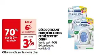 Auchan DÉSODORISANT PURETÉ DE COTON FEBRÈZE PETIT COIN(¹) offre