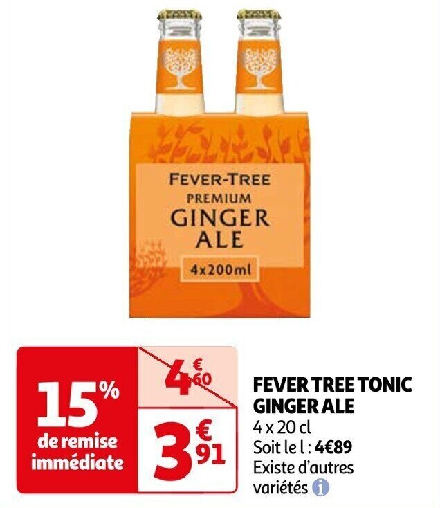 Promo FEVER TREE TONIC GINGER ALE chez Auchan
