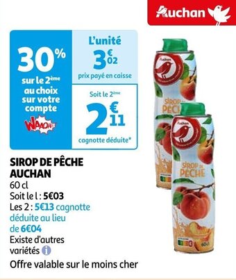Auchan SIROP DE PÊCHE AUCHAN offre