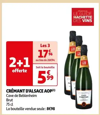 Auchan Cave de beblenheim crémant d'alsace aop offre