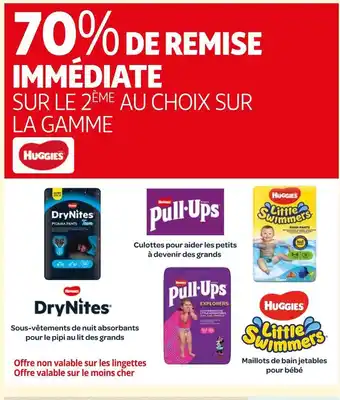 Auchan Huggies 70% de remise immédiate sur le 2ème au choix sur la gamme huggies offre