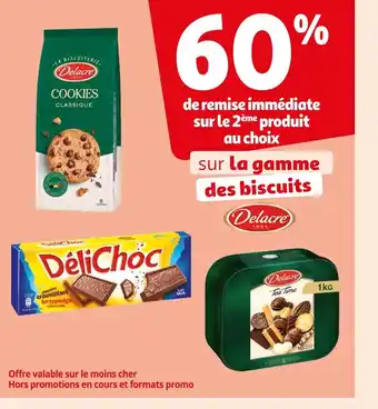 Auchan Declare 60% de remise immédiate sur le 2ème produit au choix sur la gamme des biscuits offre