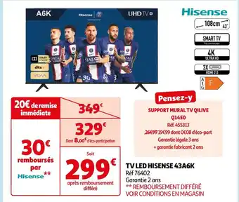 Auchan Hisense tv led 43a6k offre