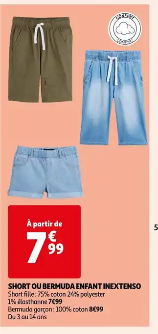 Auchan Inextenso short ou bermuda enfant offre