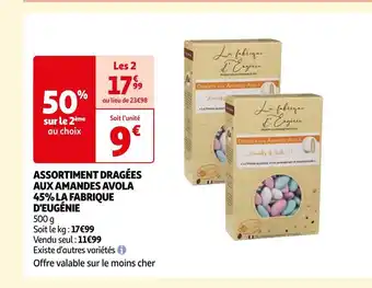 Auchan Assortiment dragées aux amandes avola 45% la fabrique d'eugénie offre