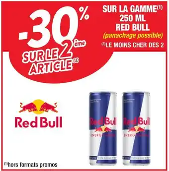 Cora x Carrefour Red bull -30% sur le 2 ème article sur la gamme 250 ml red bull offre