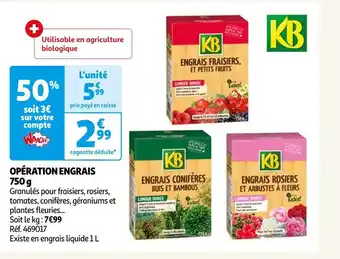 Auchan Kb opération engrais 750 g offre