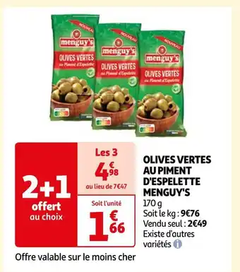 Auchan Menguy's olives vertes au piment d'espelette offre