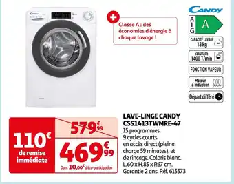 Auchan Candy lave-linge css1413twmre-47 offre