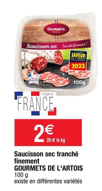 Cora x Carrefour Gourmets de l'artois saucisson sec tranché finement offre