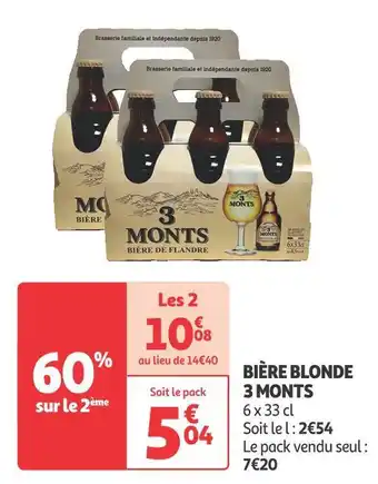 Auchan Supermarché 3 monts bière blonde offre
