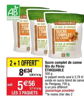 Cora x Carrefour Éthiquable sucre complet de canne bio du pérou offre