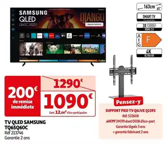 Auchan TV QLED SAMSUNG TQ65Q60C Réf 213746 offre