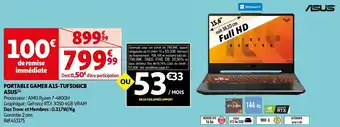 Auchan PORTABLE GAMER A15-TUF5061CB ASUS(¹) offre