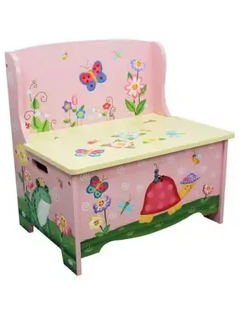 Banc de rangement enfant magic garden coffre à jouets bois fille bébé td-11644a
