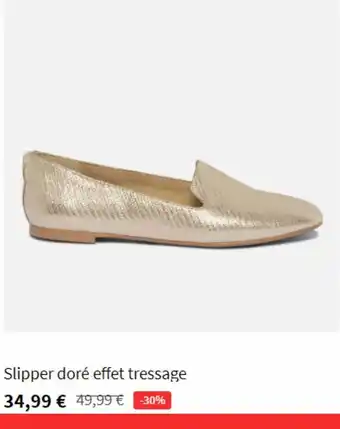 Slipper doré effet tressage