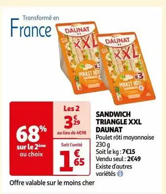 Auchan Sandwich triangle xxl daunat offre