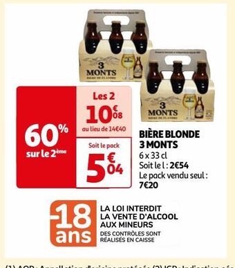 Auchan Bière blonde 3 monts offre
