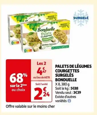 Auchan Palets de légumes courgettes surgelés bonduelle offre