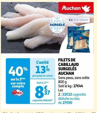 Auchan Filets de cabillaud surgelés auchan offre