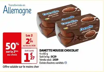 Auchan Danette mousse chocolat offre