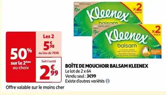 Auchan Boîte de mouchoir balsam kleenex offre