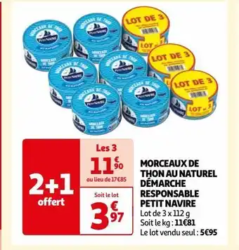 Auchan Morceaux de thon au naturel démarche responsable petit navire offre