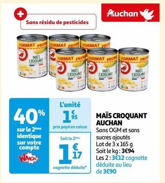 Auchan Maïs croquant auchan offre