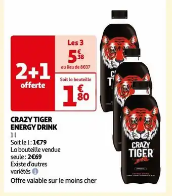 Auchan Crazy tiger energy drink offre