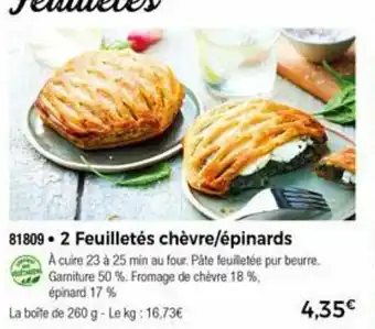 Thiriet 2 Feuilletés chèvre/épinards offre