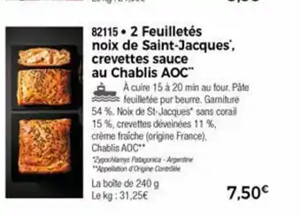 Thiriet 2 Feuilletés noix de Saint-Jacques crevettes sauce offre