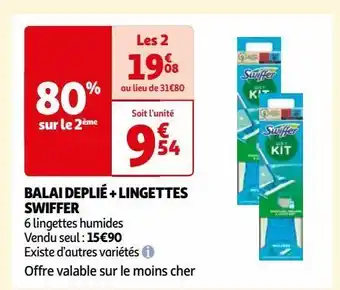Auchan Balai deplié + lingettes swiffer offre