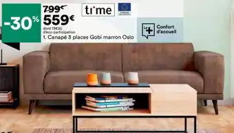 BUT 1. Canapé 3 places Gobi marron Oslo offre