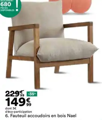 BUT 6. Fauteuil accoudoirs en bois Nael offre