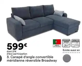 3. Canapé d'angle convertible méridienne réversible Broadway