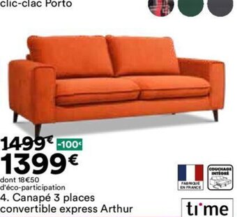 BUT 4. Canapé 3 places convertible express Arthur offre