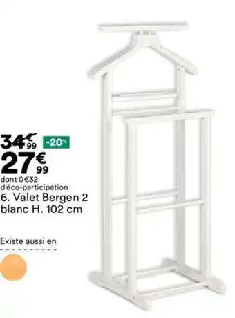 BUT 6. Valet Bergen 2 blanc H. 102 cm offre