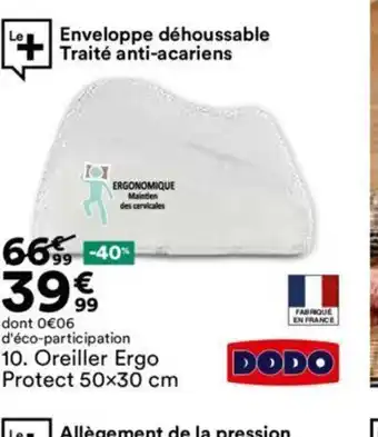 BUT 10. Oreiller Ergo Protect 50x30 cm offre